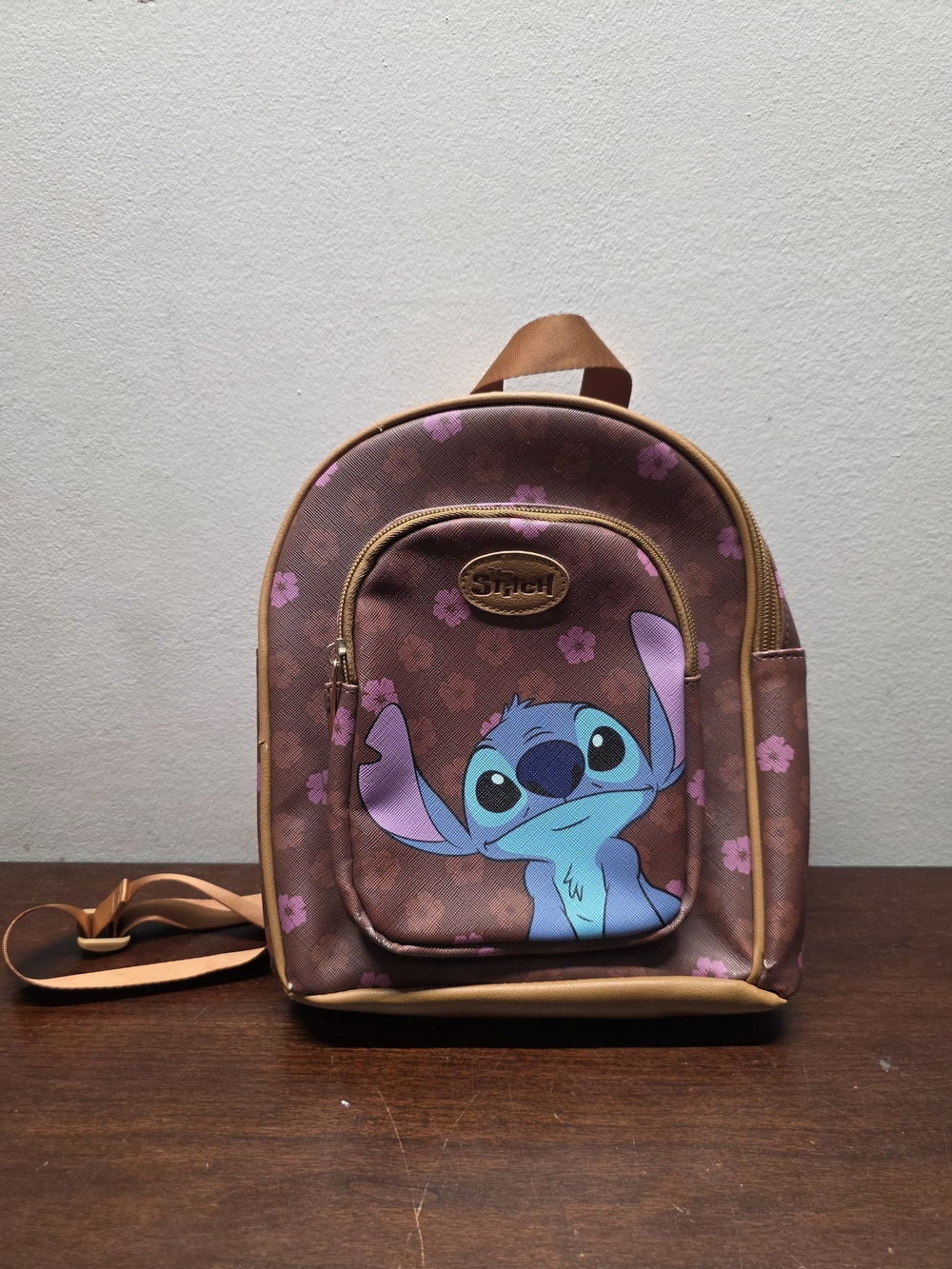 Stitch Brown Floral Mini Backpack